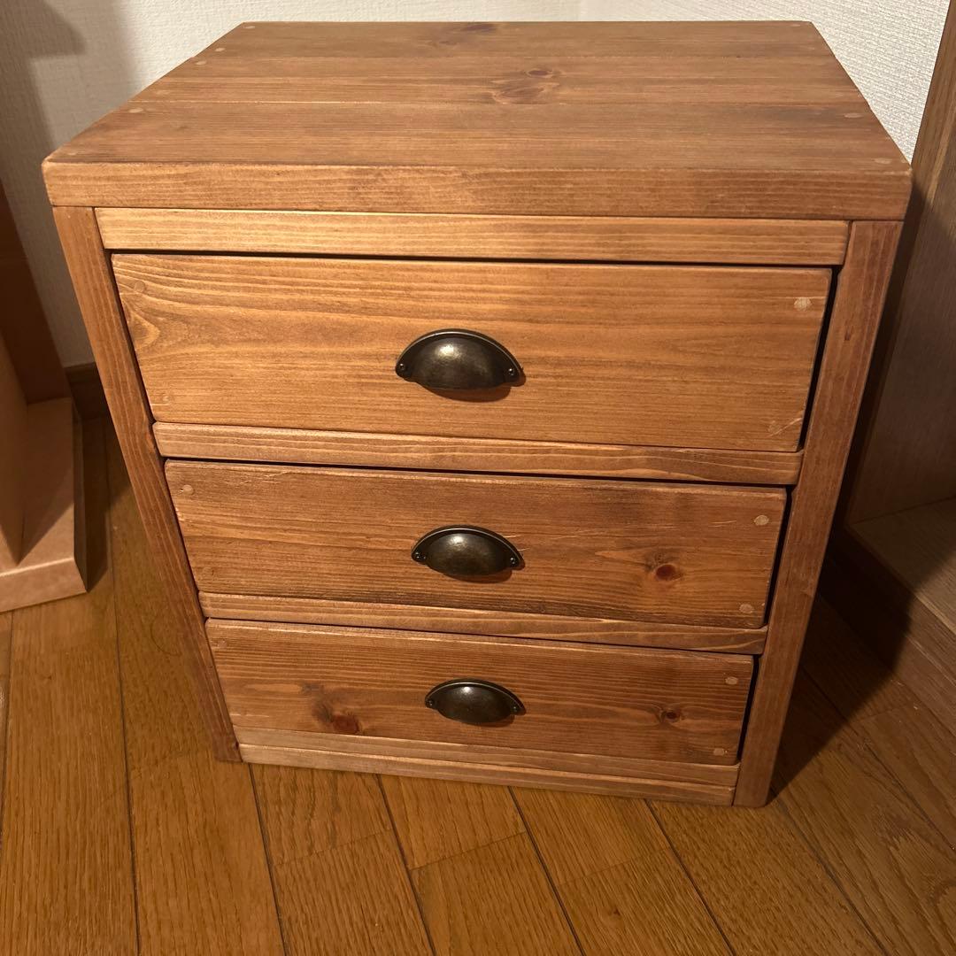 ミニ木製ブラウンチェスト 3段