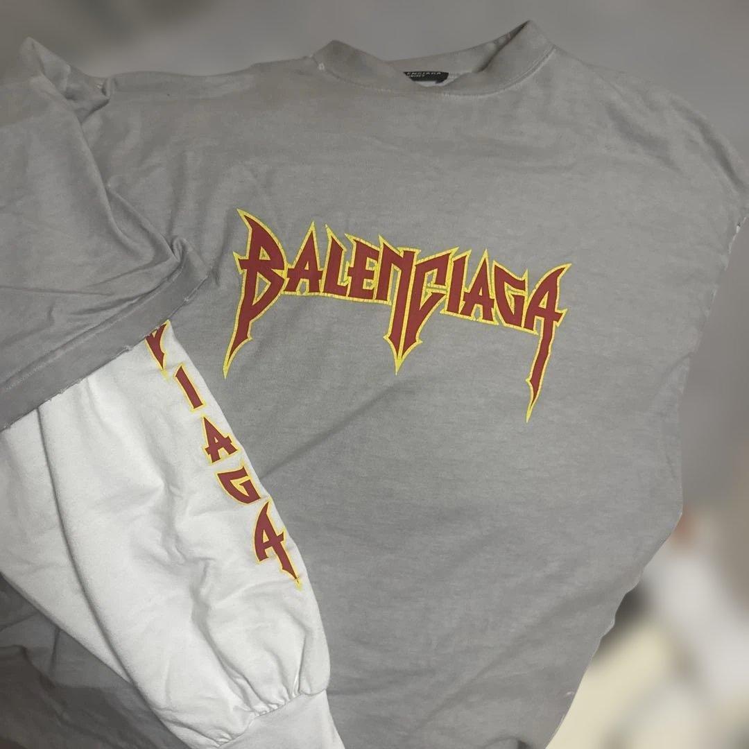 ひ*ん様 BALENCIAGA グレー ロゴ入り 長袖カットソー