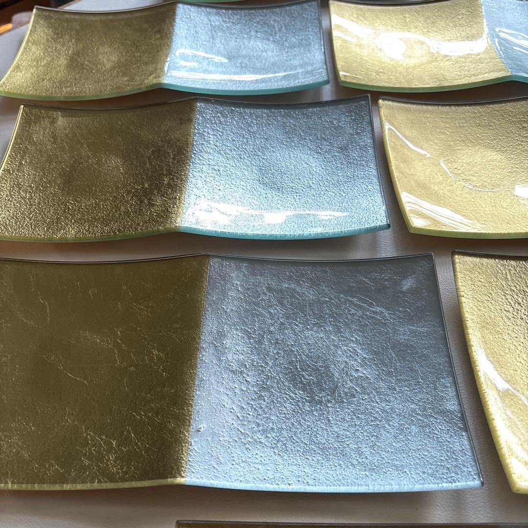 銀箔銀箔ガラス 仕切り皿 10枚〈在庫26枚〉