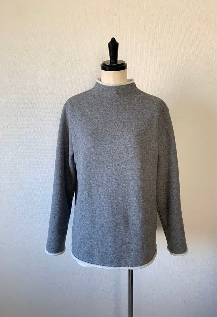 オーダーメイド　スウェット素材の極暖セーター　ボトルネック　グレー