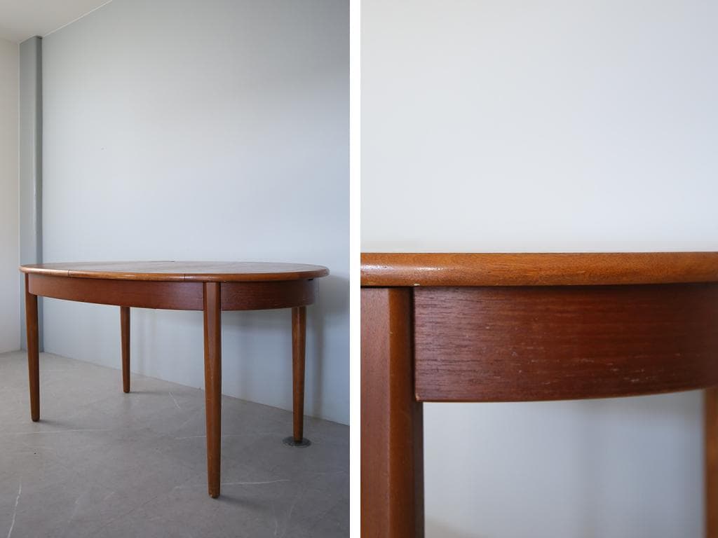 英国アンティークチーク古木オーバルテーブル/伸張式木製ダイニング机(89-158