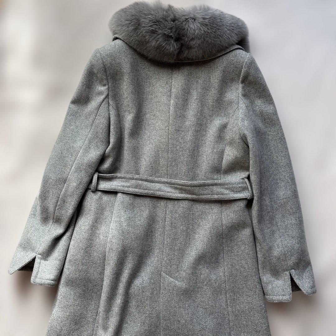 高島屋　カシミヤ100% コート　ブルーフォックス　サイズM グレー