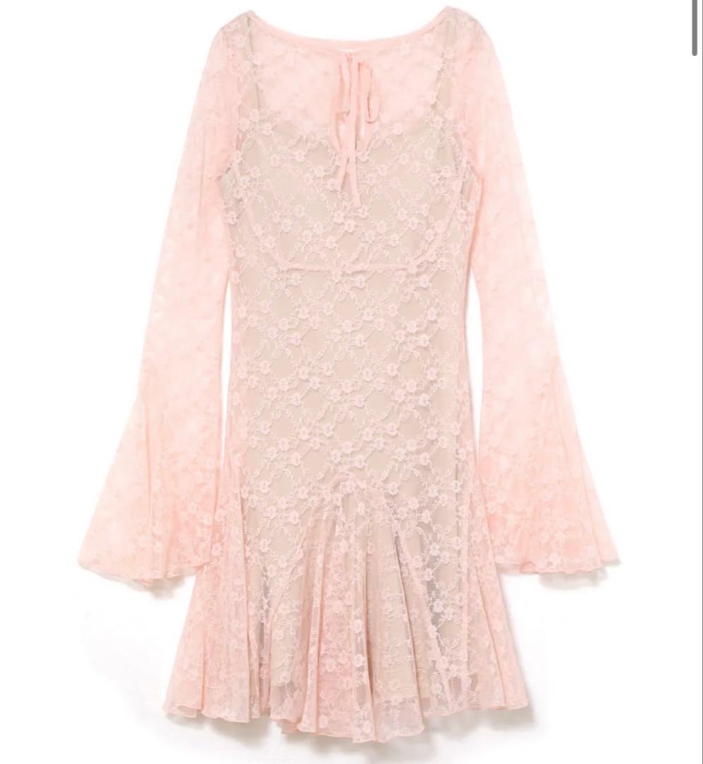 ワンピース PINK ANDMARY CEREZA LACE MINI DRESS