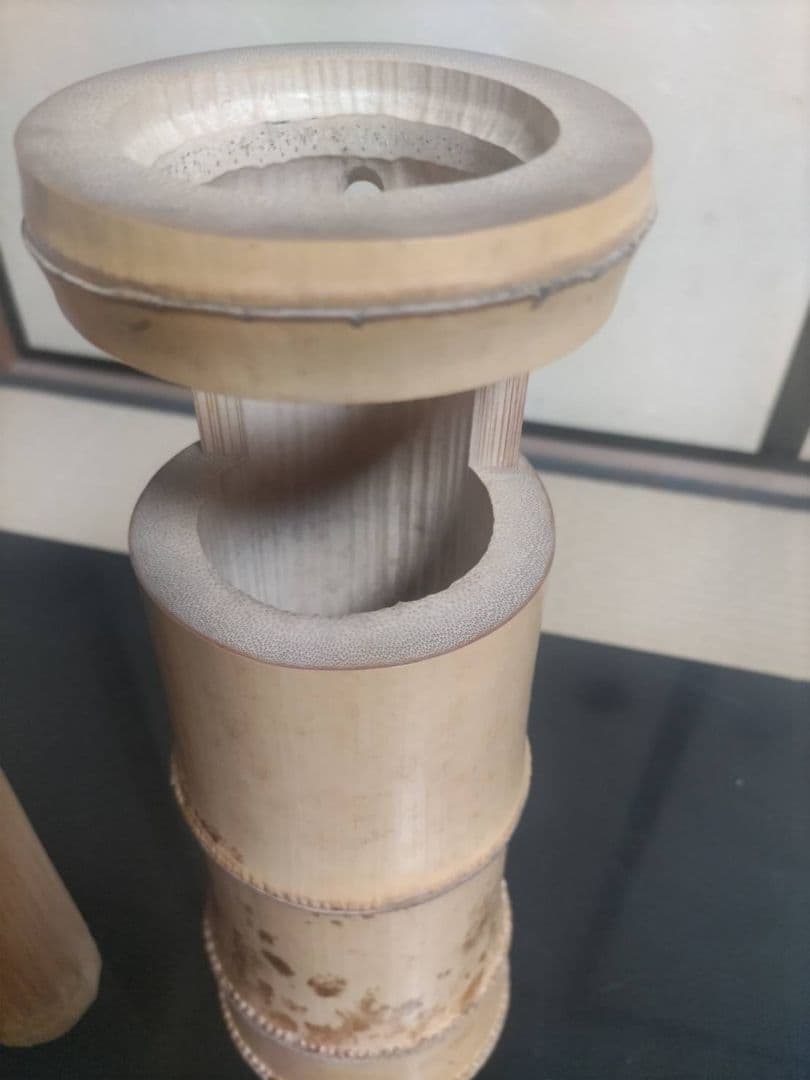 値下げしました！　十四世淡々斎　宗室　花押 黒田正玄作 竹一重花入 銘「菱雲」