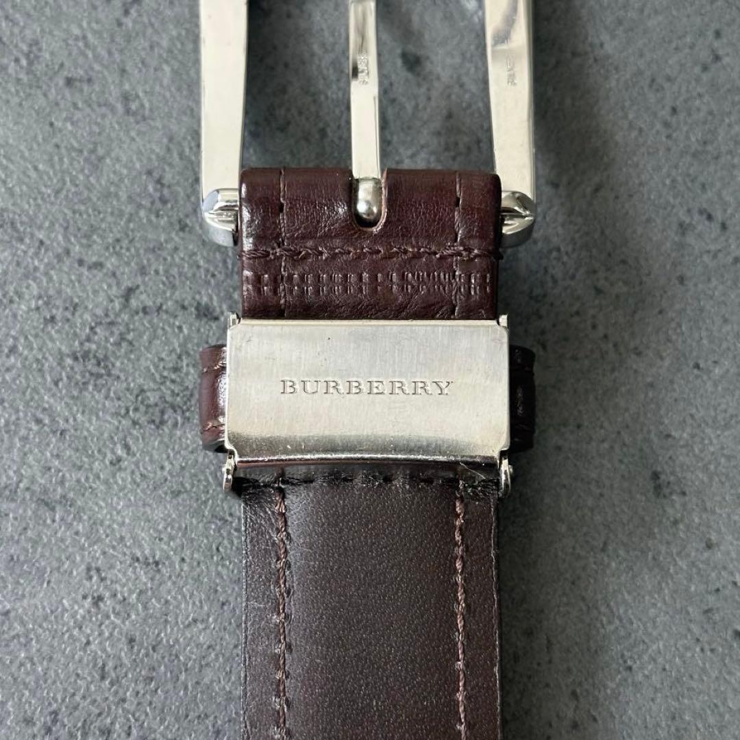 超希少✨BURBERRY 銀製バックル　silver刻印　レザーベルト