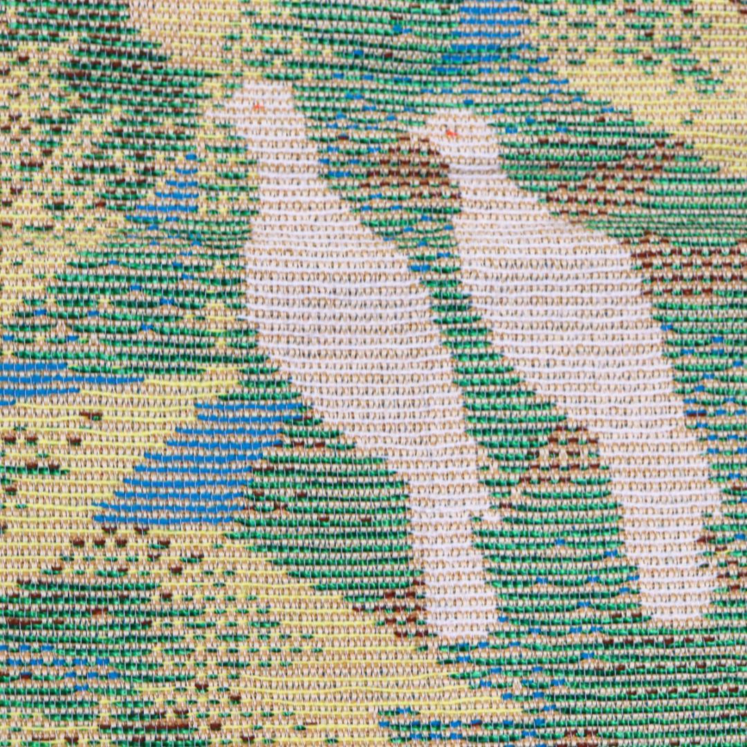 龍村美術織物 黄土地蝋纈染 孔雀文 テーブルセンター 110cm 53cm 箱付