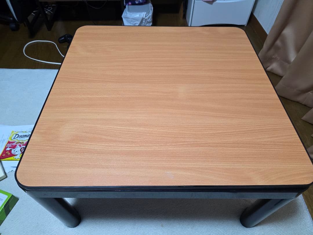 木目調 正方形 電気こたつ 温度調整可能