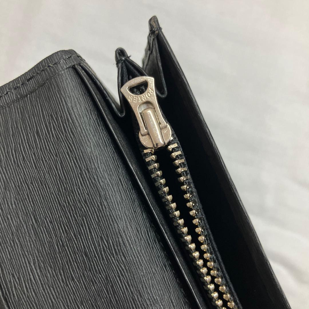 【KR様用】PORTER カレント　二つ折り財布　レザー　ブラック