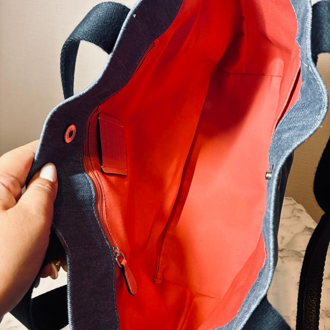 バッグ COACH tote bag denim shoulder bag 91131