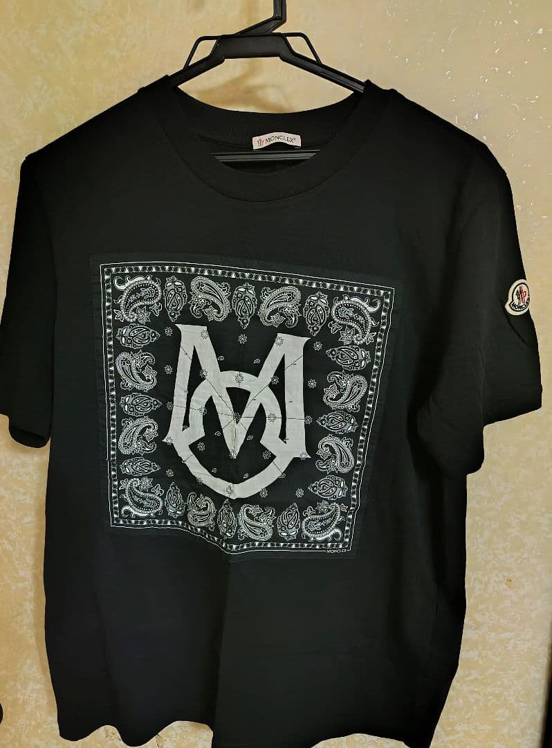 MONCLER　半袖Tシャツ　バンダナ　黒　XS