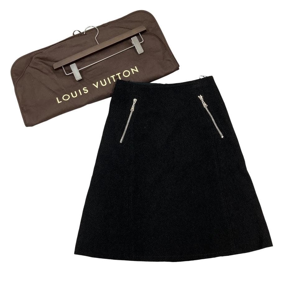 ☆ルイヴィトン フレアスカート ブラック RW142A アルパカ混 ウール