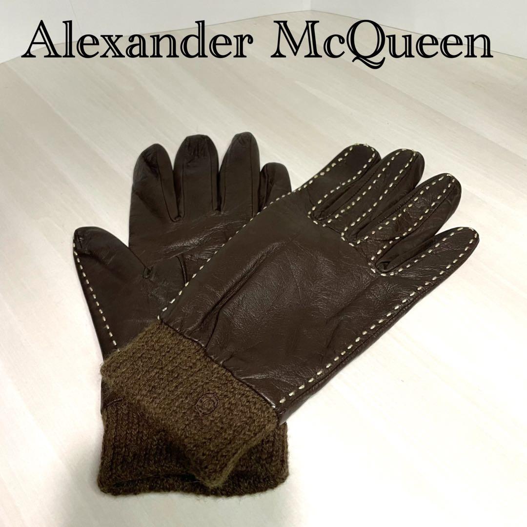 美品☆アレキサンダーマックイーン☆手袋☆ブラウン☆シープスキン☆