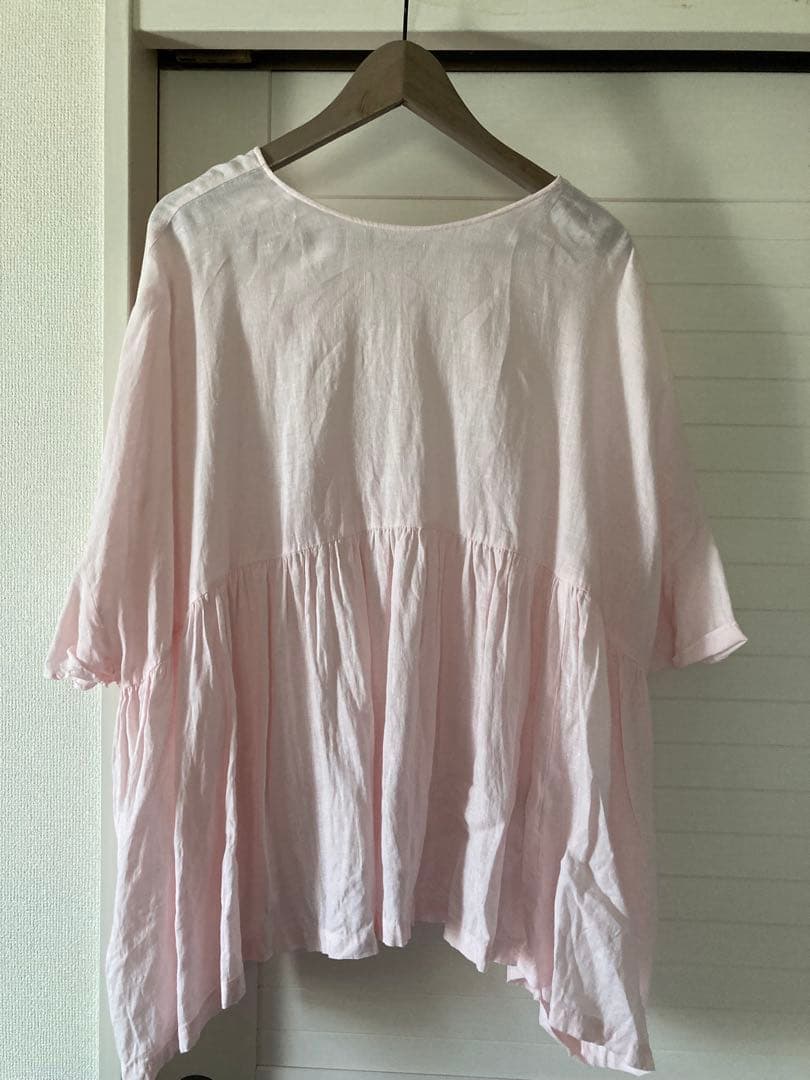 journal standard luxe 60リネンギャザープルシャツ　ピンク