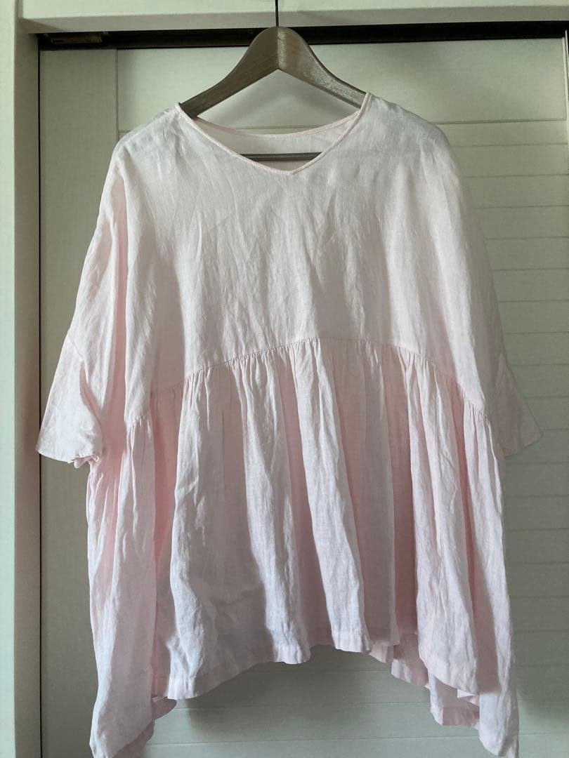 journal standard luxe 60リネンギャザープルシャツ　ピンク