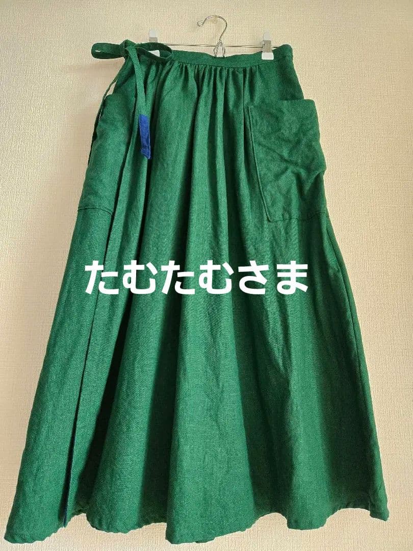 美品！　Pallas Palece　巻きスカート　リネン　グリーン　日本製