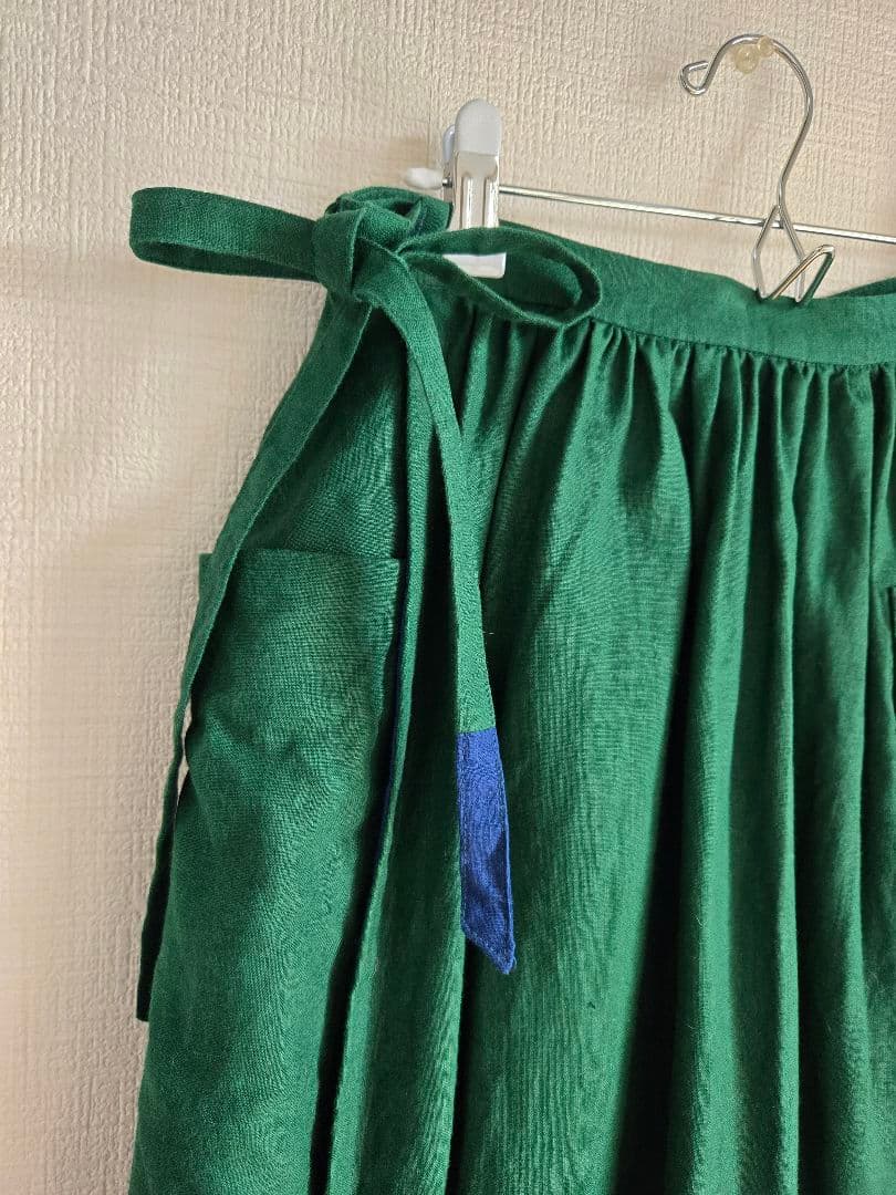 美品！　Pallas Palece　巻きスカート　リネン　グリーン　日本製