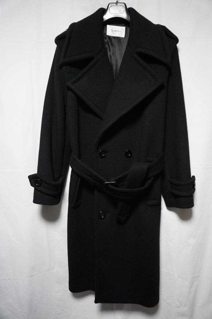 美品 SAINT LAURENT ウールカシミヤ トレンチコート 44 24AW