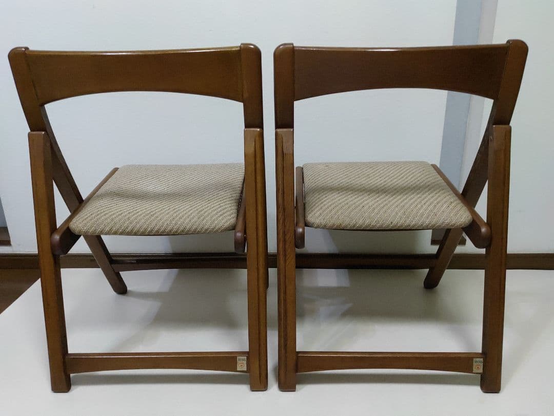 2脚 FUJI 富士木工 フォールディングチェア 折りたたみ椅子 希少 骨董品