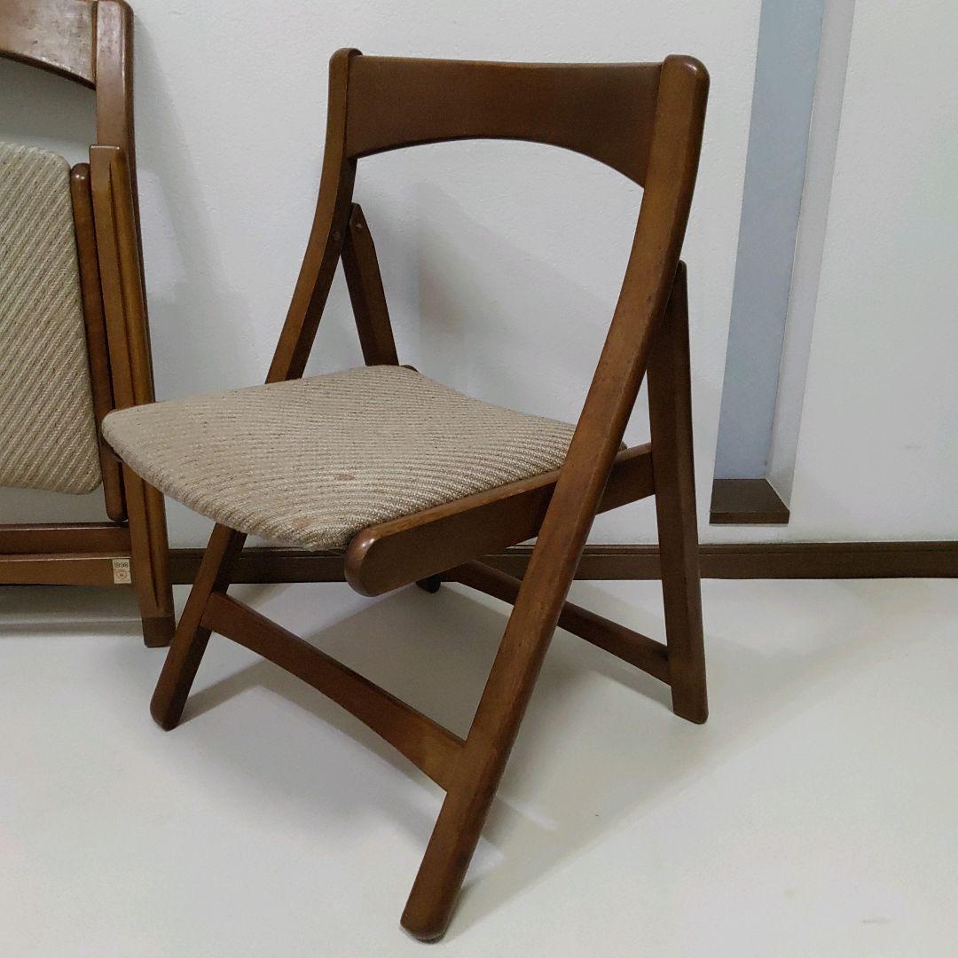2脚 FUJI 富士木工 フォールディングチェア 折りたたみ椅子 希少 骨董品