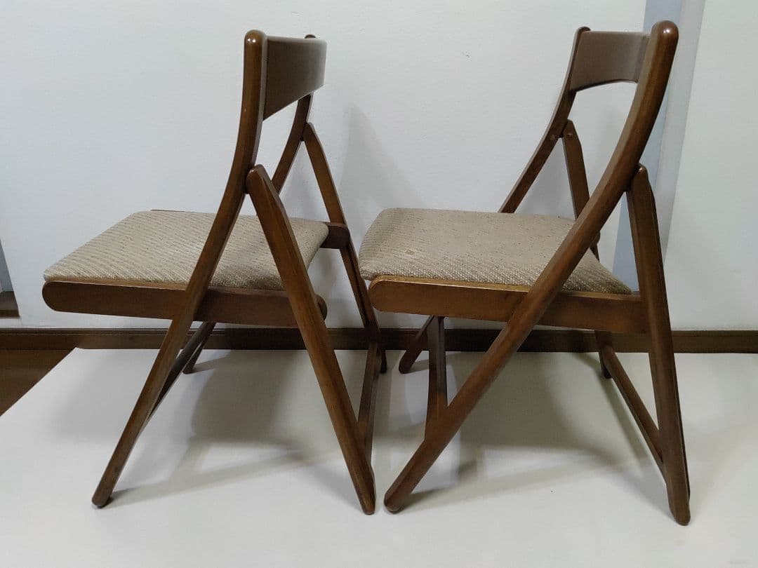 2脚 FUJI 富士木工 フォールディングチェア 折りたたみ椅子 希少 骨董品