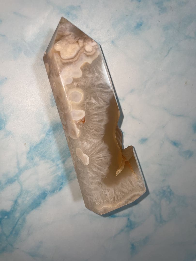 フラワーアゲート タワー 桜瑪瑙 天然石インテリア 天然石 置き物