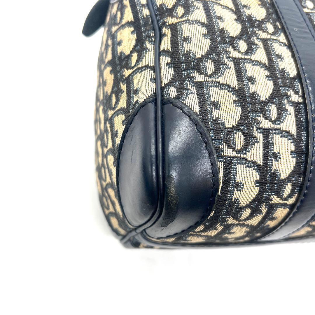 【極美品】Dior ミニボストンバッグ トロッター キャンバス レザー ネイビー