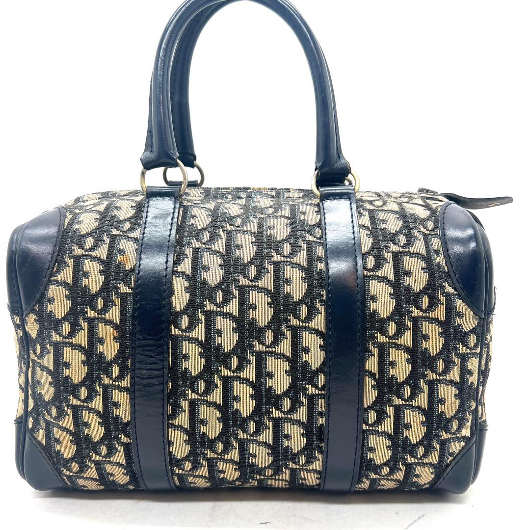 【極美品】Dior ミニボストンバッグ トロッター キャンバス レザー ネイビー