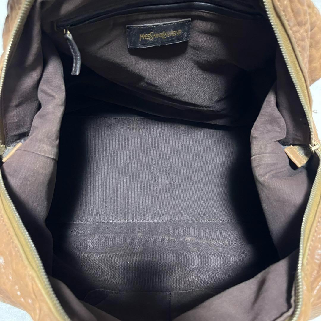 イヴサンローラン イージー Yモチーフ ボストンバッグ レザー ブラウン 899