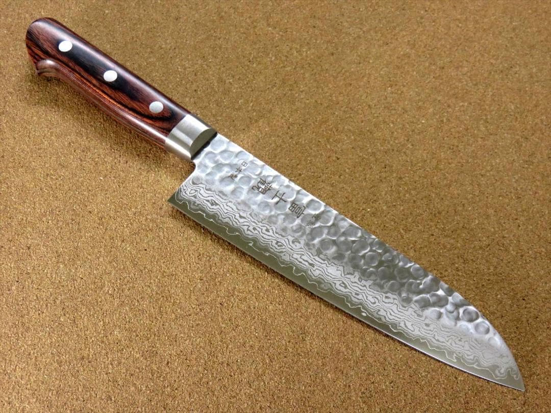 関の刃物 三徳包丁 185mm 鎚目鍛造 VG-10 ダマスカス 両刃 万能包丁