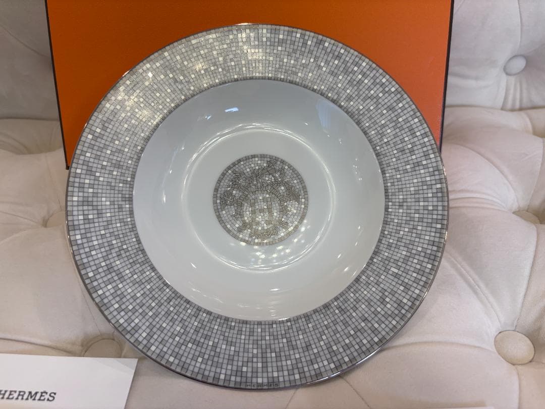 【モンキーハッピー】★エルメス スーププレート モザイク24 プラチナ