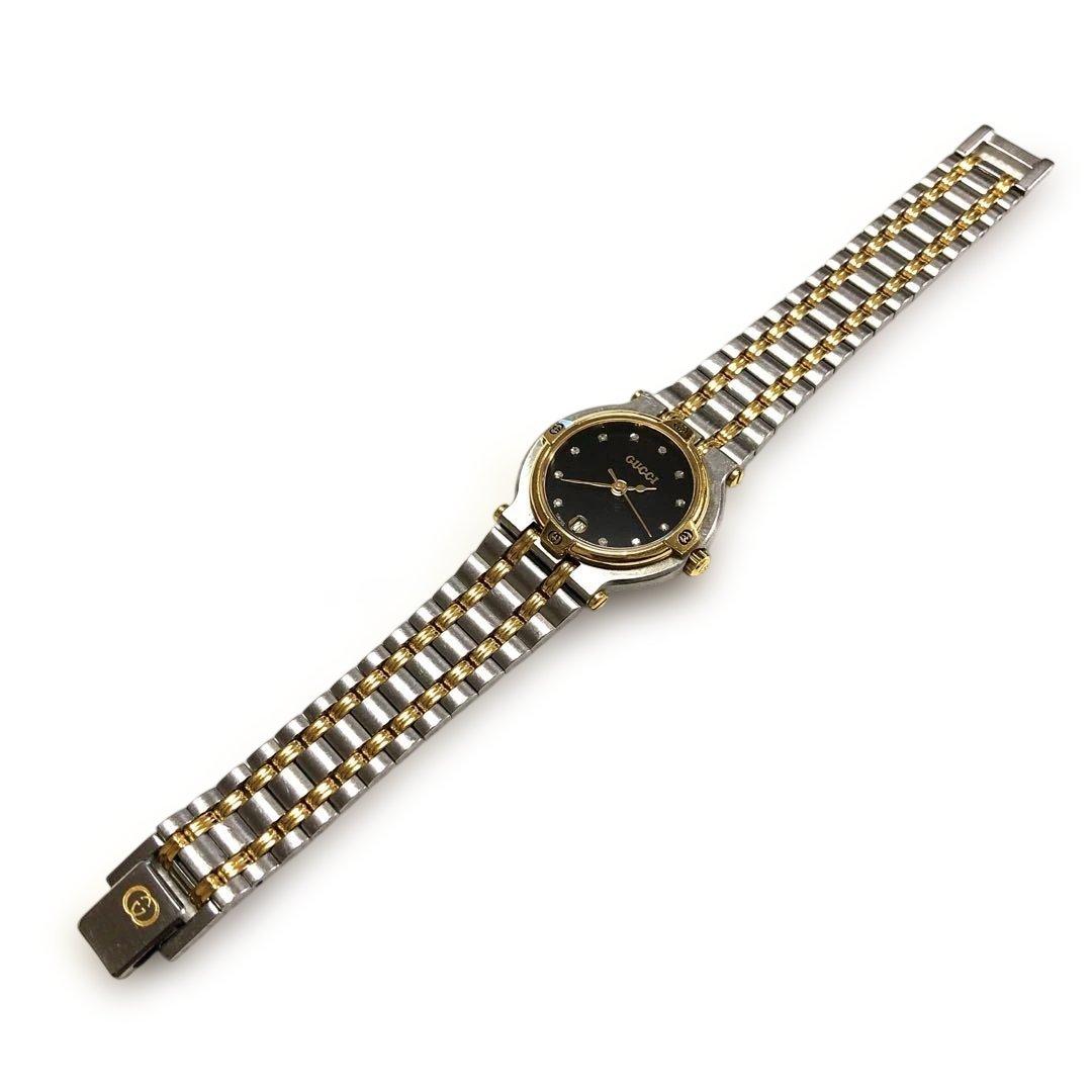 y*a様 GUCCI グッチ　11pダイヤ　黒文字盤　コンビ　レディース腕時計