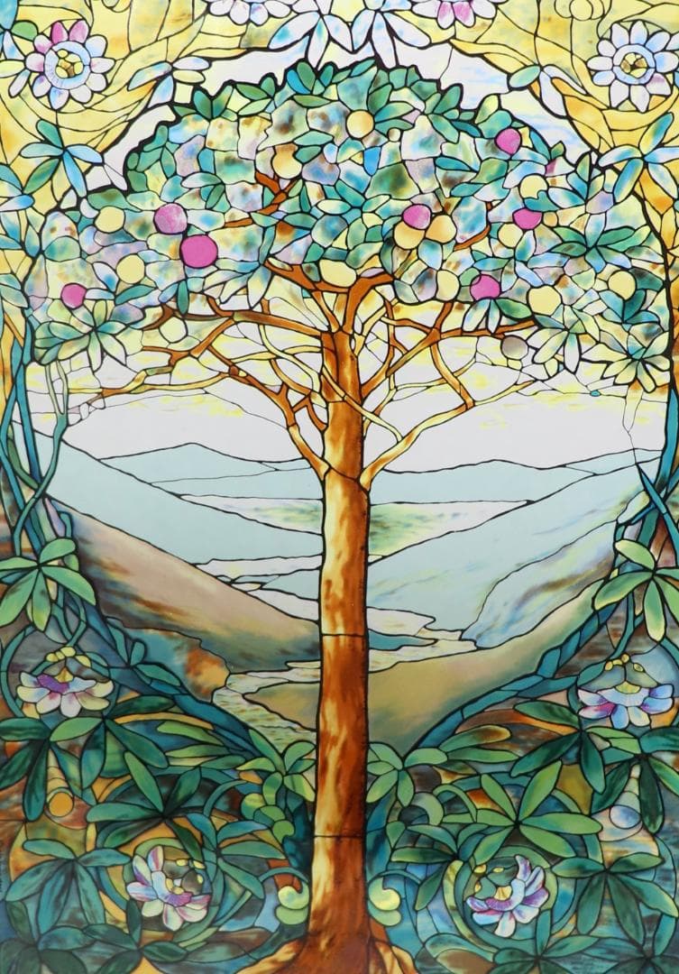 ルイス・C・ティファニー ヴィンテージ ステンドグラス 生命の木 大型サイズ