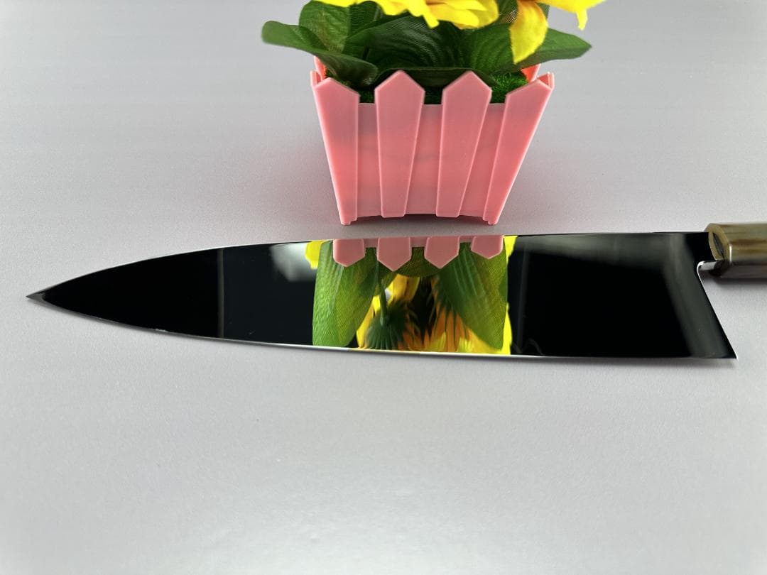 梵静刃物 ウルトラ鏡面仕上げ 出刃包丁9寸刺身包丁スネークウッド白水牛角八角柄