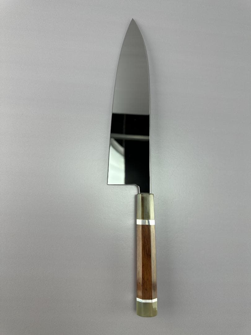 梵静刃物 ウルトラ鏡面仕上げ 出刃包丁9寸刺身包丁スネークウッド白水牛角八角柄