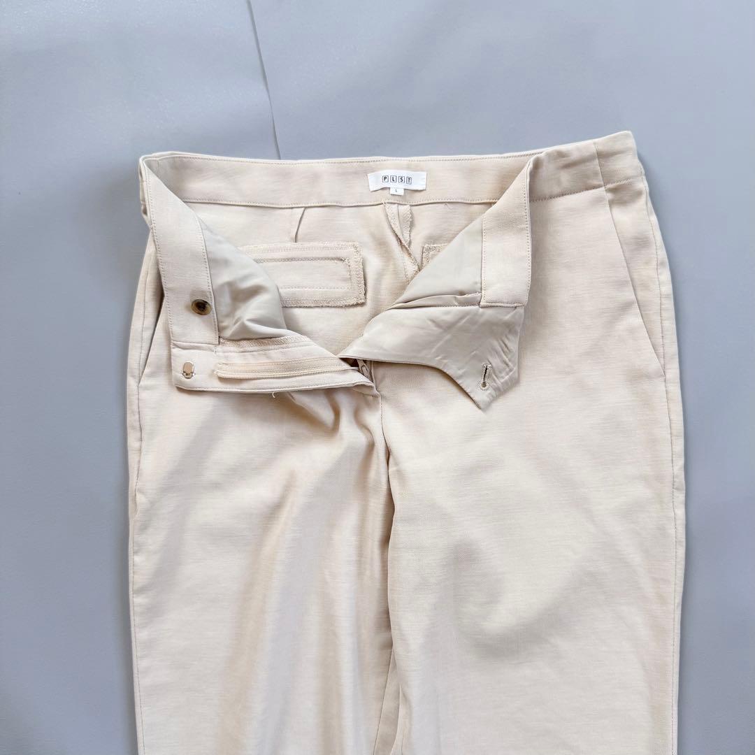 美品　プラステ　パンツスーツ　L ノーカラー　背抜き　ベージュ　セットアップ