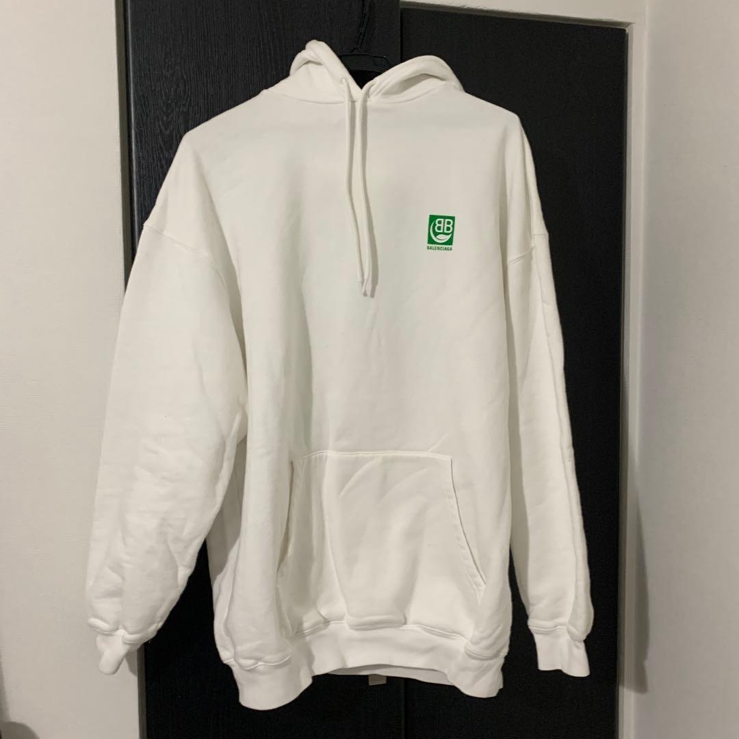 BALENCIAGA ロゴ パーカー ホワイト グリーン