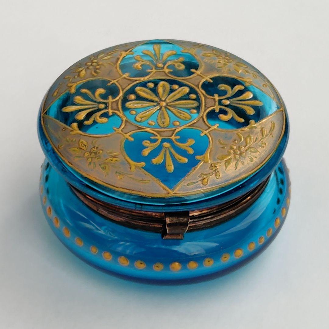 フランスアンティーク　トリンケットボックス　小物入れ　エナメルガラス