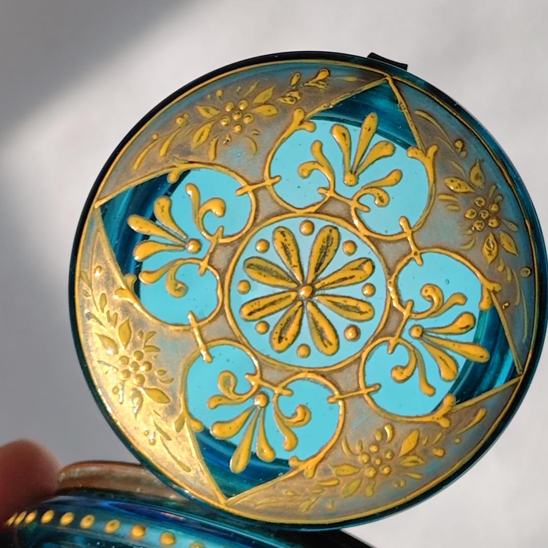 フランスアンティーク　トリンケットボックス　小物入れ　エナメルガラス