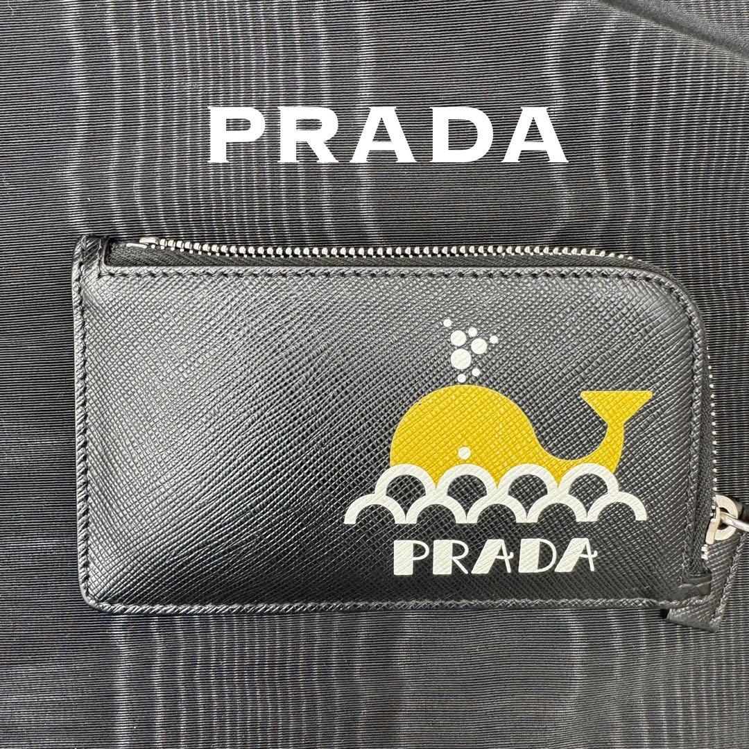 PRADA サフィアーノ クジラ柄 カードケース ケース 黒