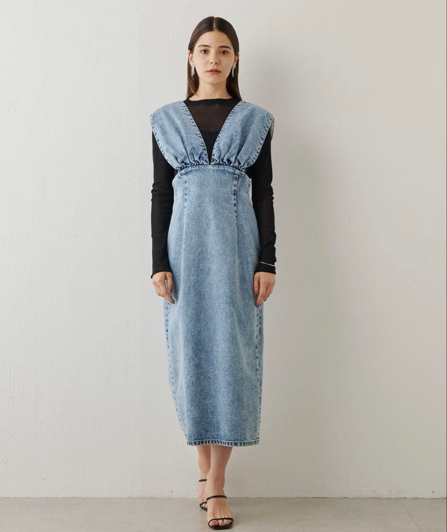 Whim Gazette DENIM Vジャンスカ 38ワンピース