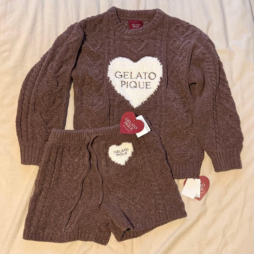 ジェラートピケ ハートプルオーバー 2点セット