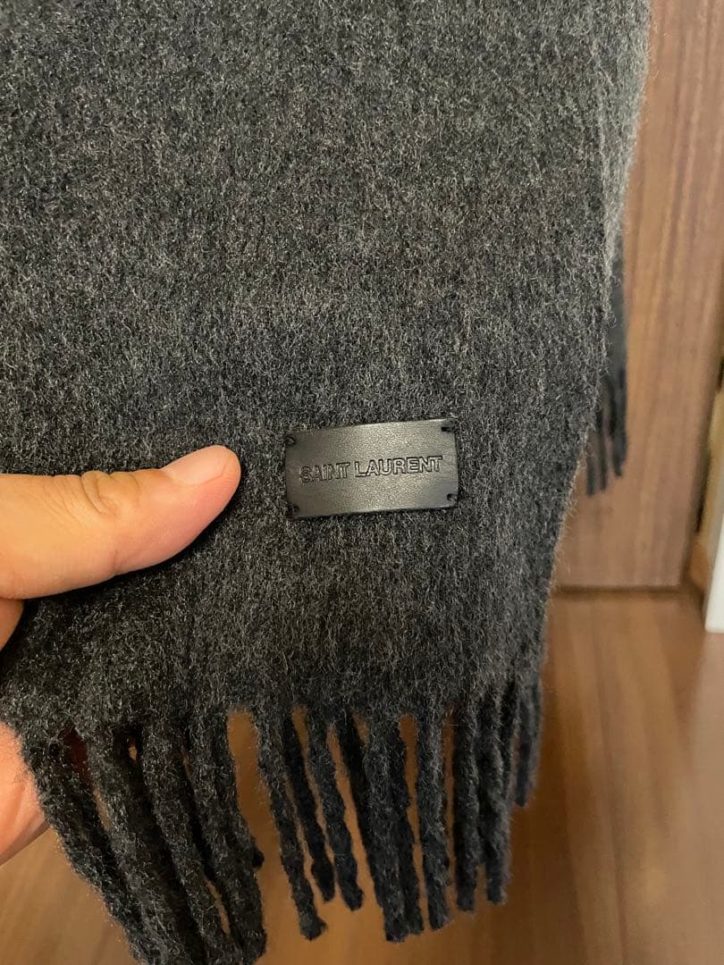 【美品】SAINT LAURENT グレー カシミア　マフラー