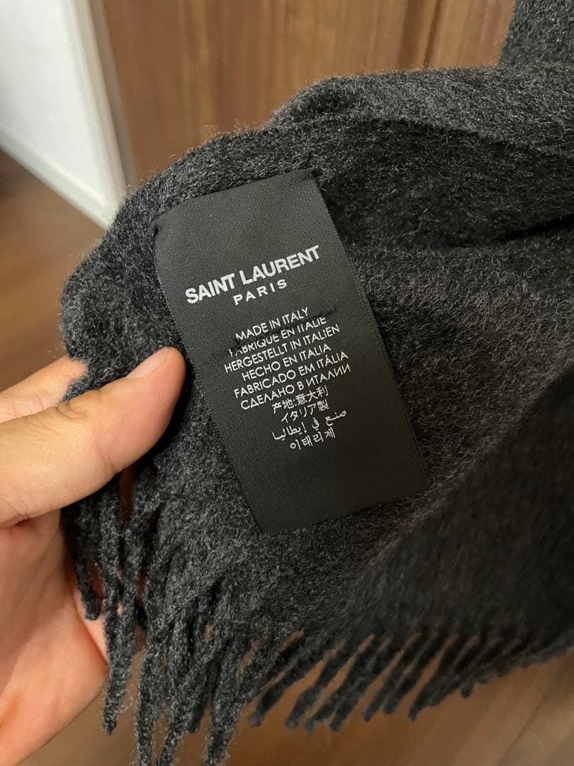 【美品】SAINT LAURENT グレー カシミア　マフラー