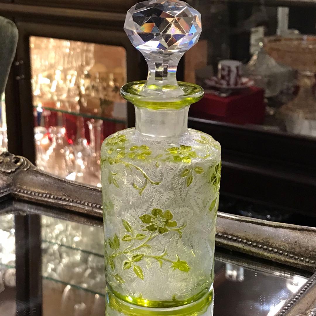 人気★珍しいモスグリーン★オールドバカラBACCARATエグランティエ♡野薔薇♡