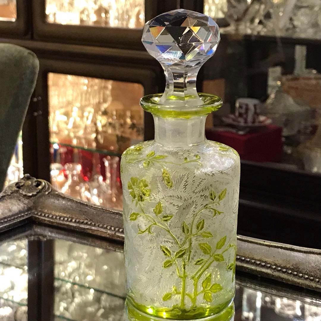 人気★珍しいモスグリーン★オールドバカラBACCARATエグランティエ♡野薔薇♡