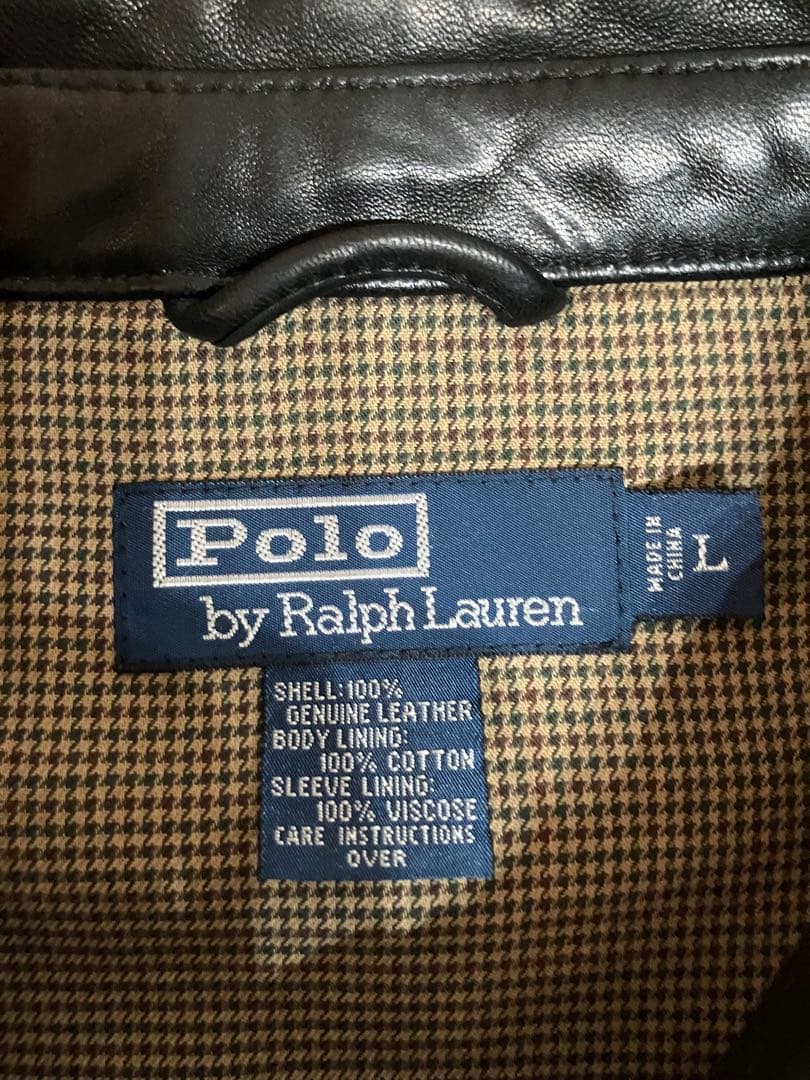希少 Polo Ralph Lauren 刺繍 レザージャケット オールブラック