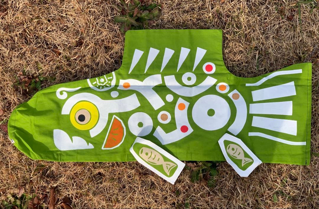 鯉のぼり　手染め　もざいく鯉　1mセット　子鯉　青　鯉のぼり