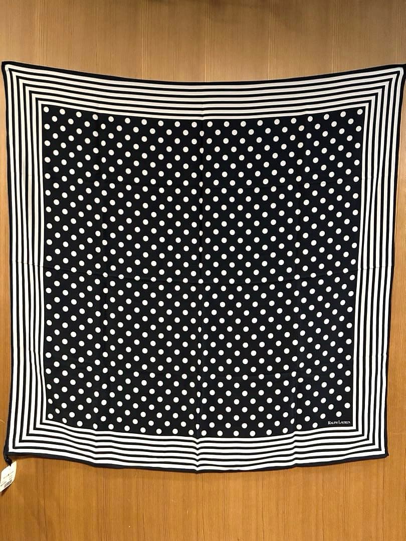 Ralph Lauren ドット柄スカーフ　ヴィンテージ　未使用 シルクスカーフ