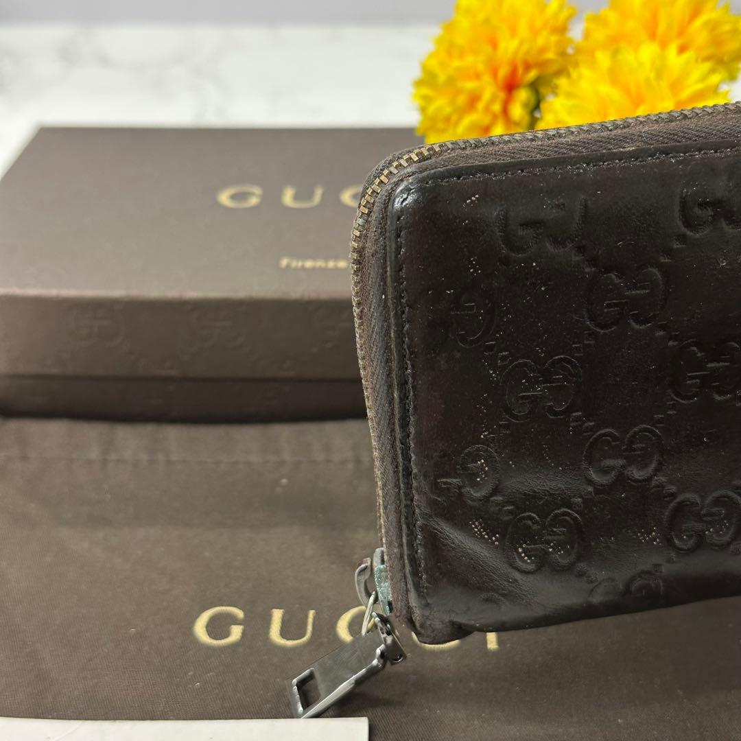 良品‼️ グッチ　GUCCI 財布　長財布　シマレザー　ラウンドファスナー