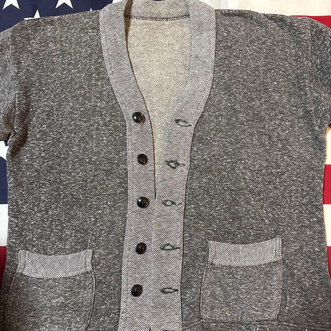 50s ヴィンテージ ごま塩 スウェット カーディガン 当時物 希少